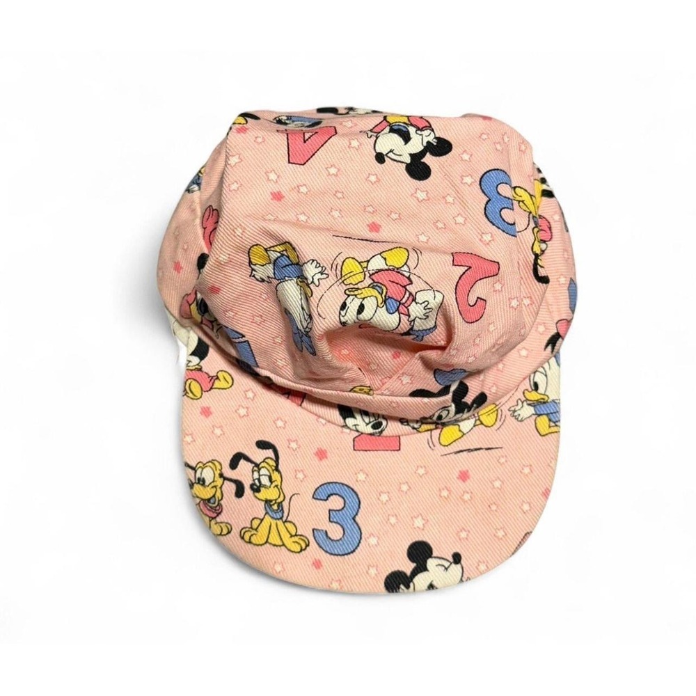 Vintage Disney Babies Toddler Pink Hat Cap Mickey Minnie Donald Pluto USA Made